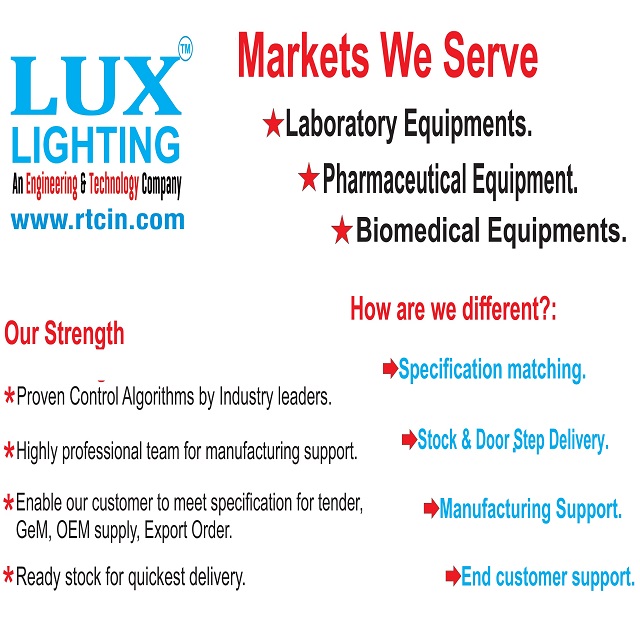 Markets We Serve •	Laboratory Equipment’s. •	Pharmaceutical Equipment. •	Biomedical Equipment’s.